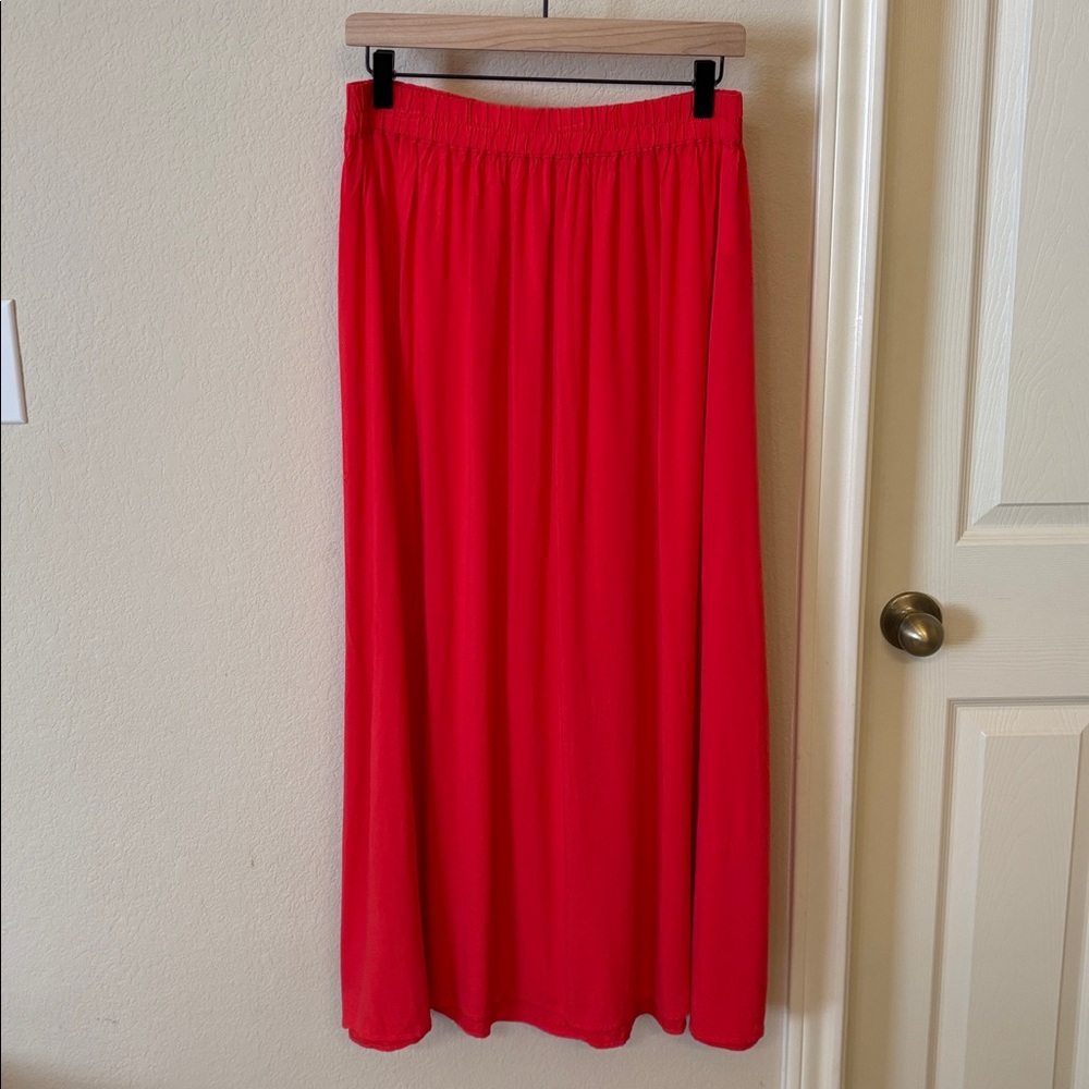 Old Navy Tropical Maxi Skirt Spitfire Red Elastic Waist Lightweight Size Medium